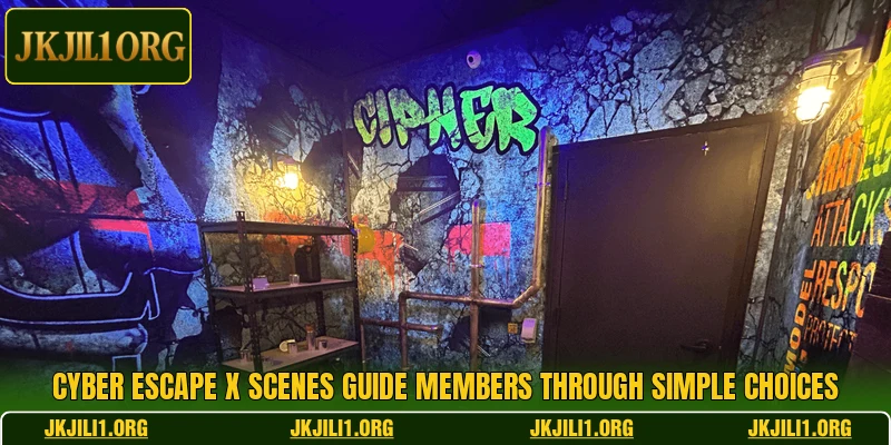 Cyber Escape X scenes guide members through simple choices Cyber Escape X scenes guide members through simple choices