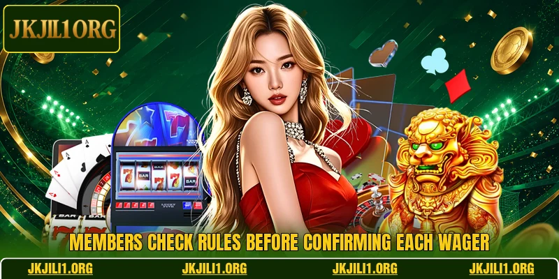 Members check rules before confirming each wager