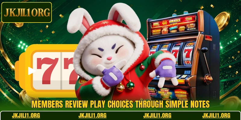 Members review play choices through simple notes Members review play choices through simple notes