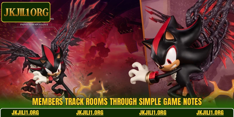 Members track rooms through simple game notes
