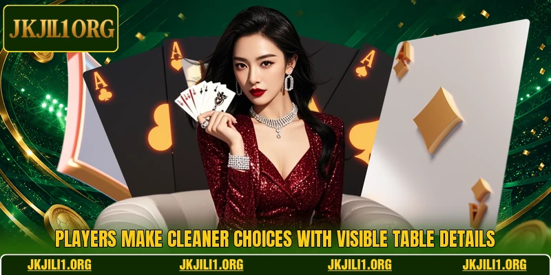 Players make cleaner choices with visible table details Players make cleaner choices with visible table details